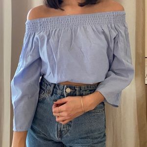 beautiful blue off the shoulder top
